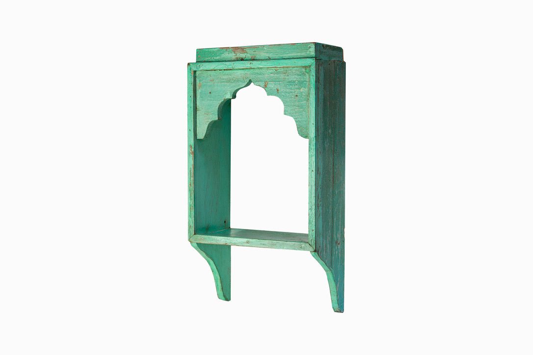 Turquoise painted wooden niche 1