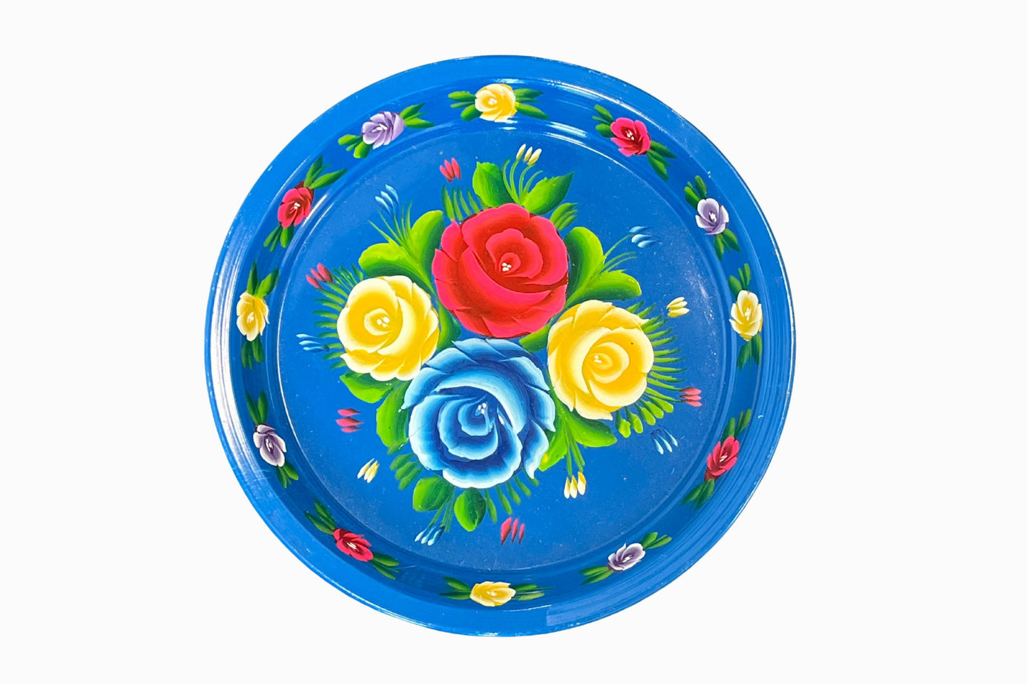 Enamel flower tray, blue