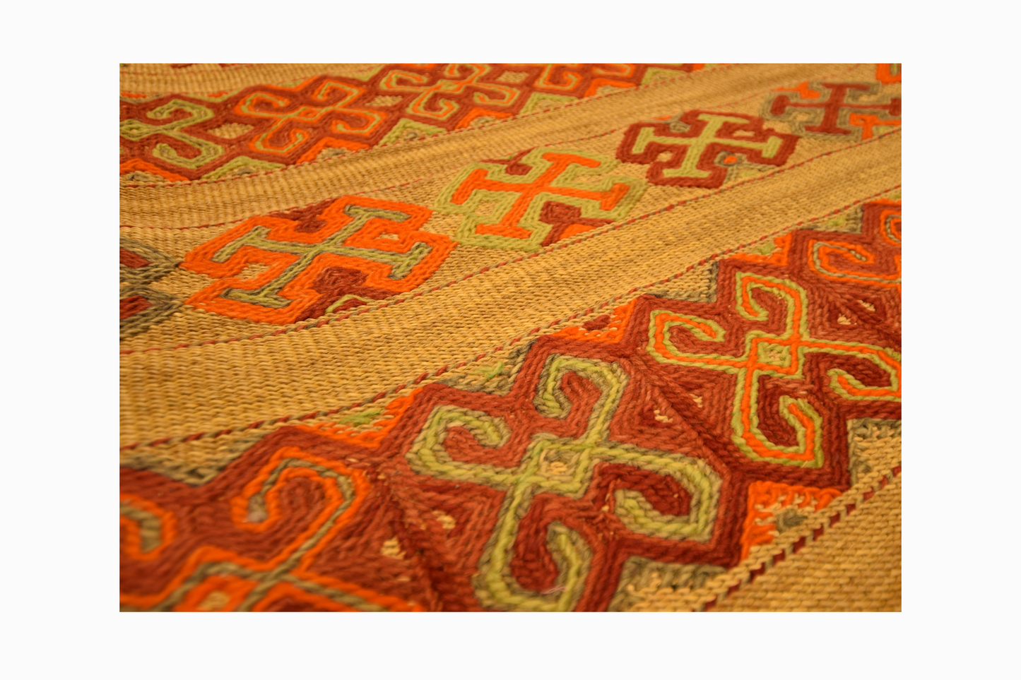 Moroccan Embroidered Straw Rug