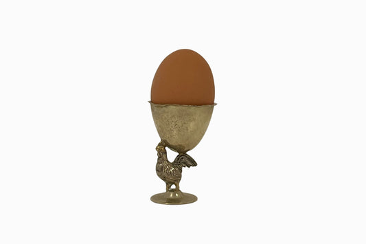 An electroplated metal, chicken eggcup