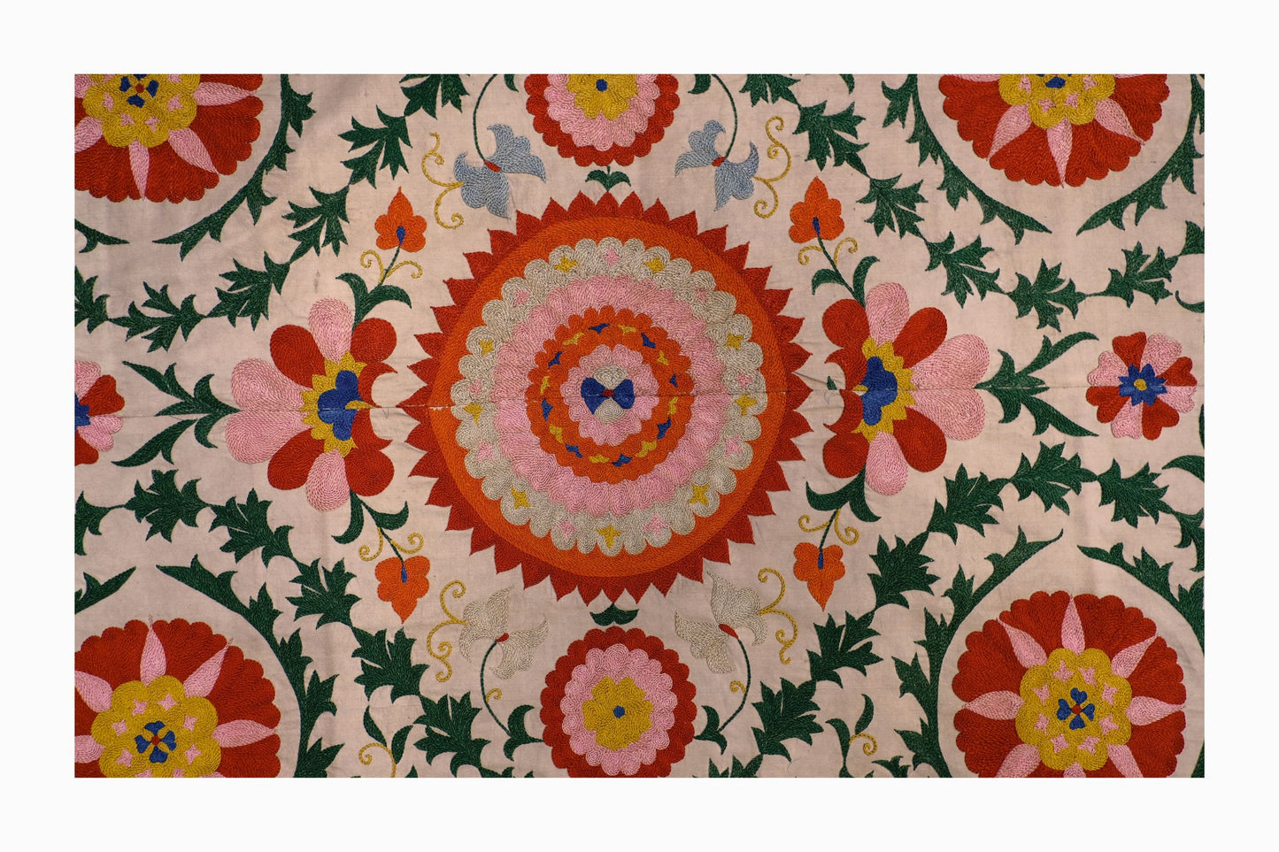 Multicoloured flower Suzani bedspread