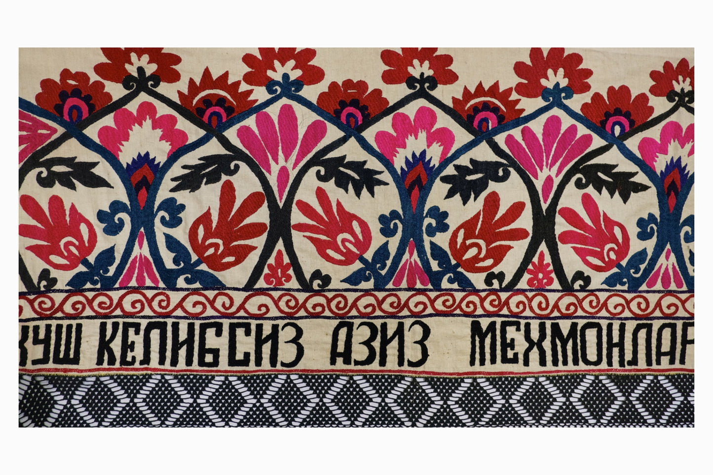 A Soviet era Uzbeki 'Welcome' embroidery panel
