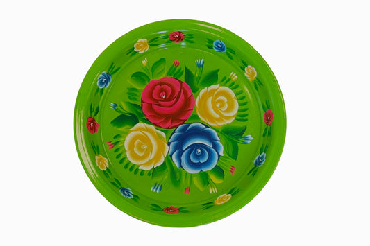 Enamel flower tray, green