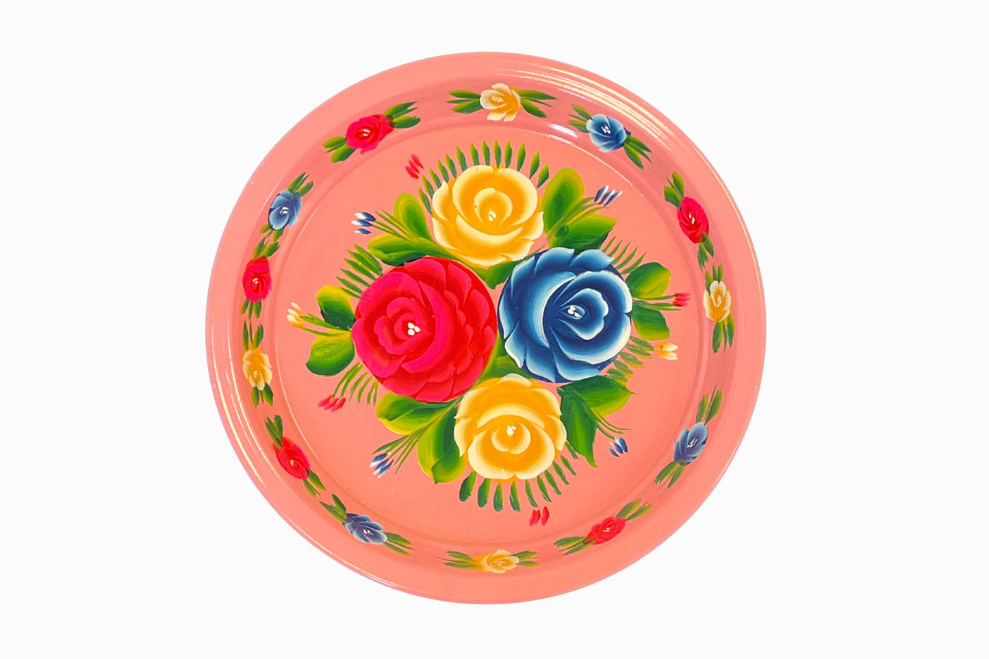 Enamel flower tray, pink