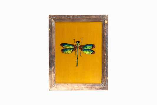 Indian glass painting of a dragonfly. (Medium)
