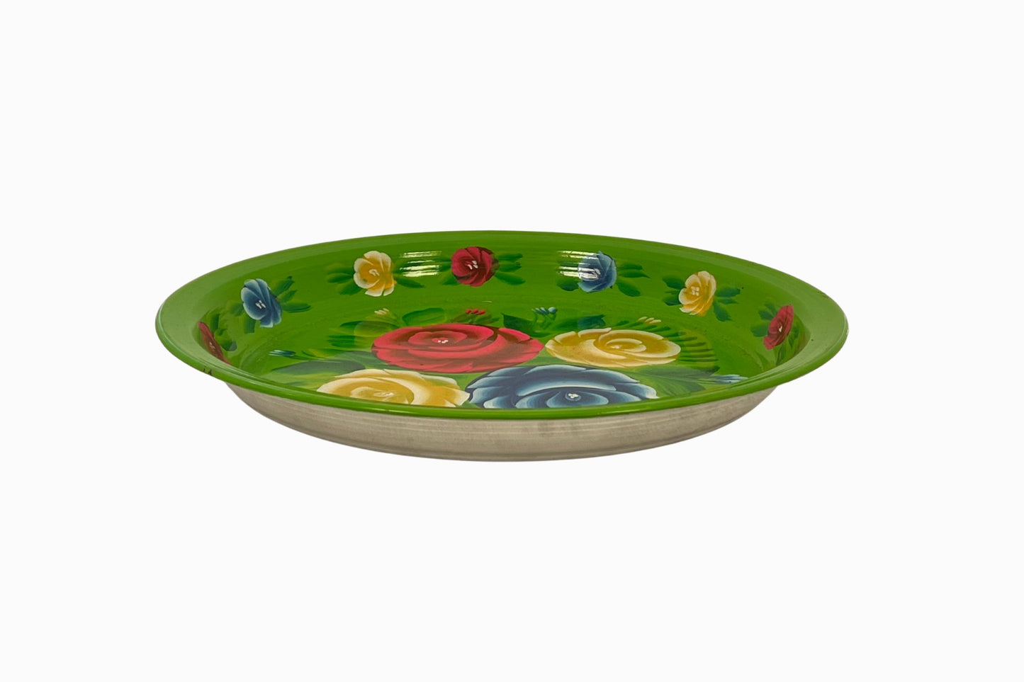 Enamel flower tray, green