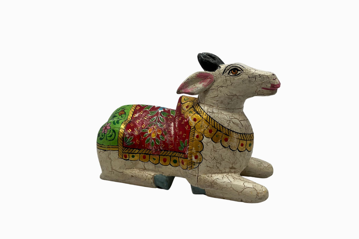 Painted wooden figure of a holy cow - Red