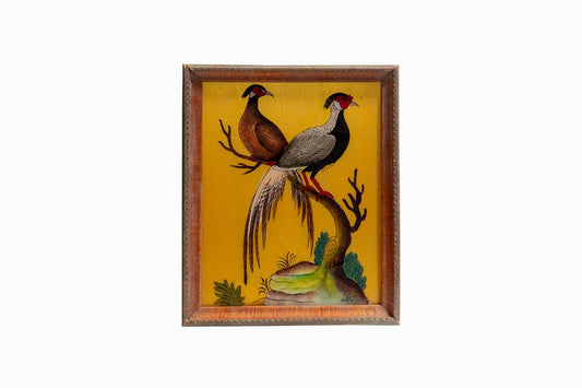 An Indian glass panting of pheasants on a gold background (medium)