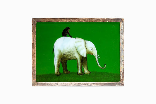 Indian glass painting of an elephant. (Large)