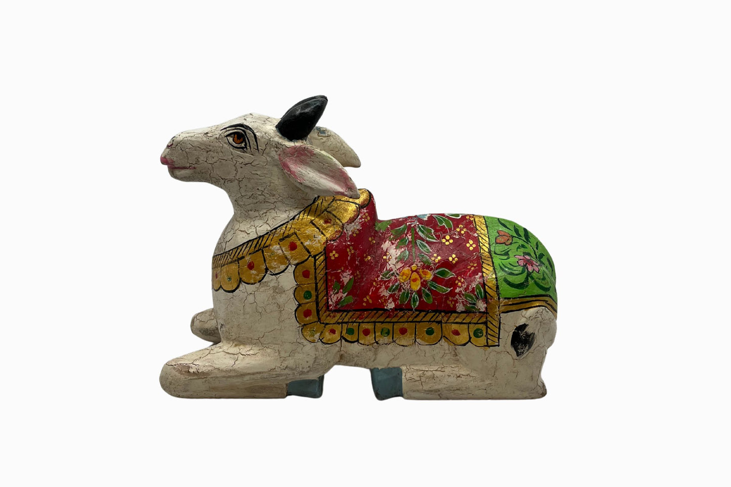 Painted wooden figure of a holy cow - Red