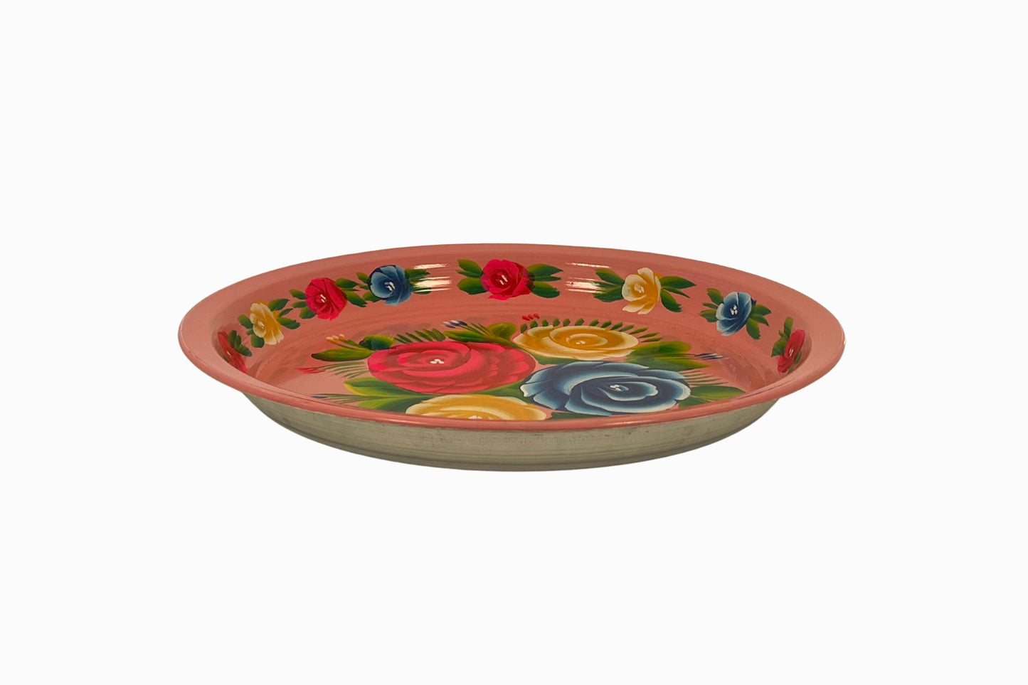 Enamel flower tray, pink