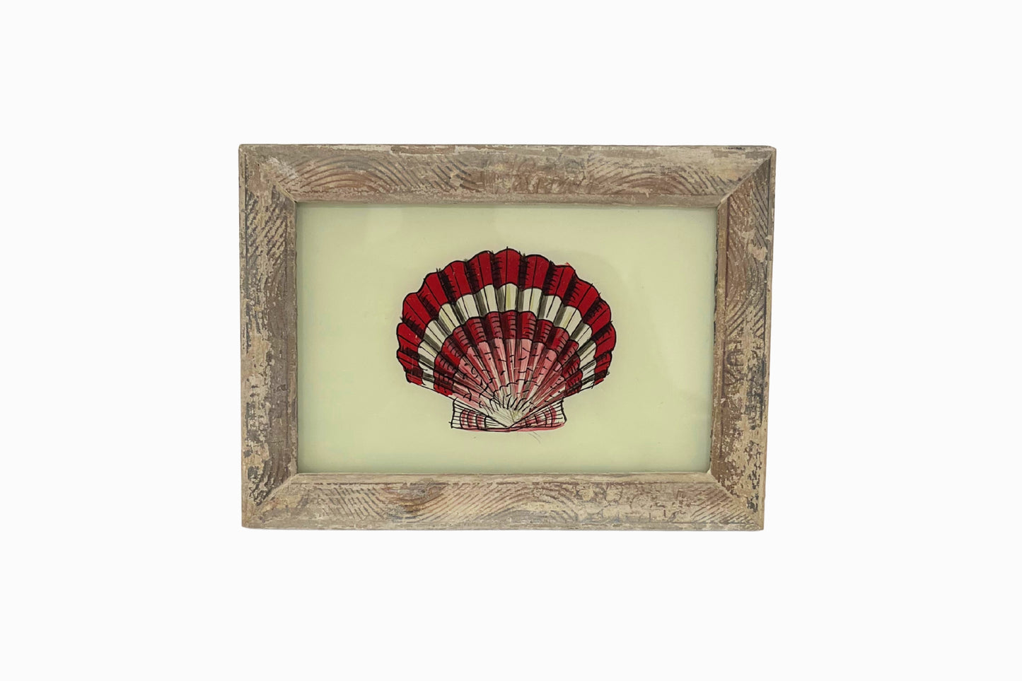 A reverse glass painting of a scallop shell (small)
