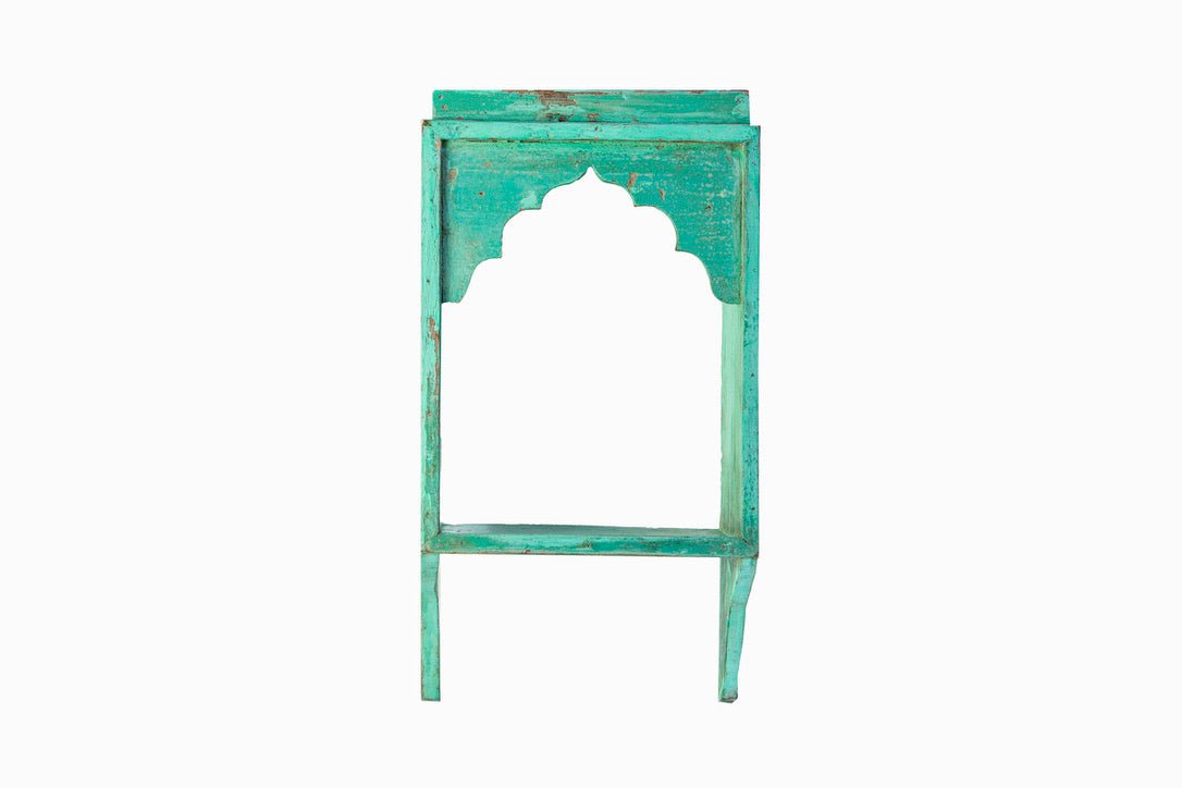 Turquoise painted wooden niche 1
