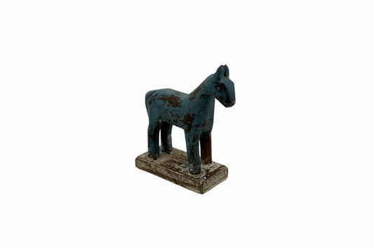 Blue painted small wooden horse