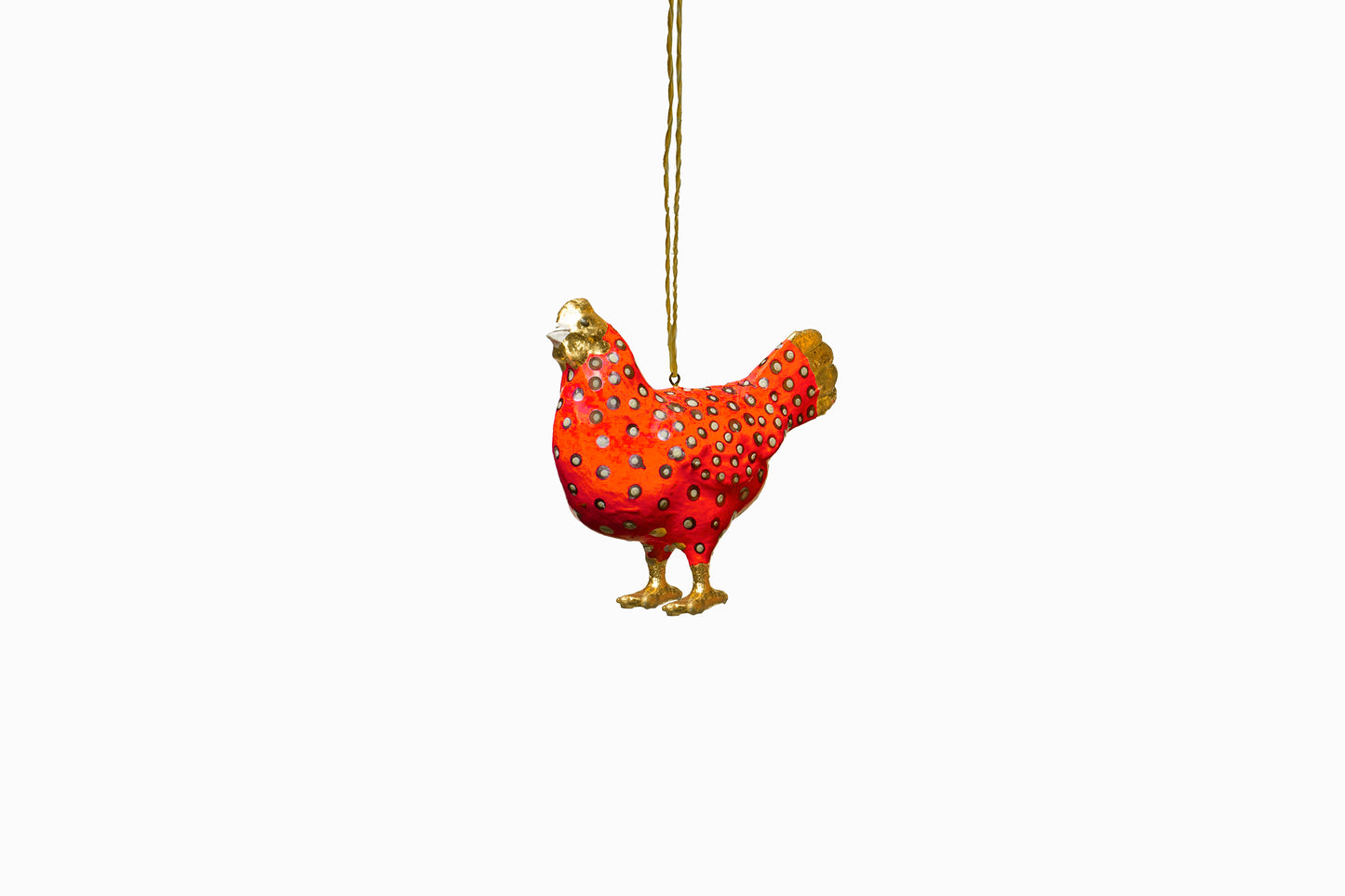 Gallina de colores brillantes naranja