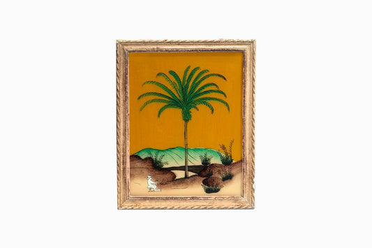 An Indian glass painting of a palm tree. (Medium)