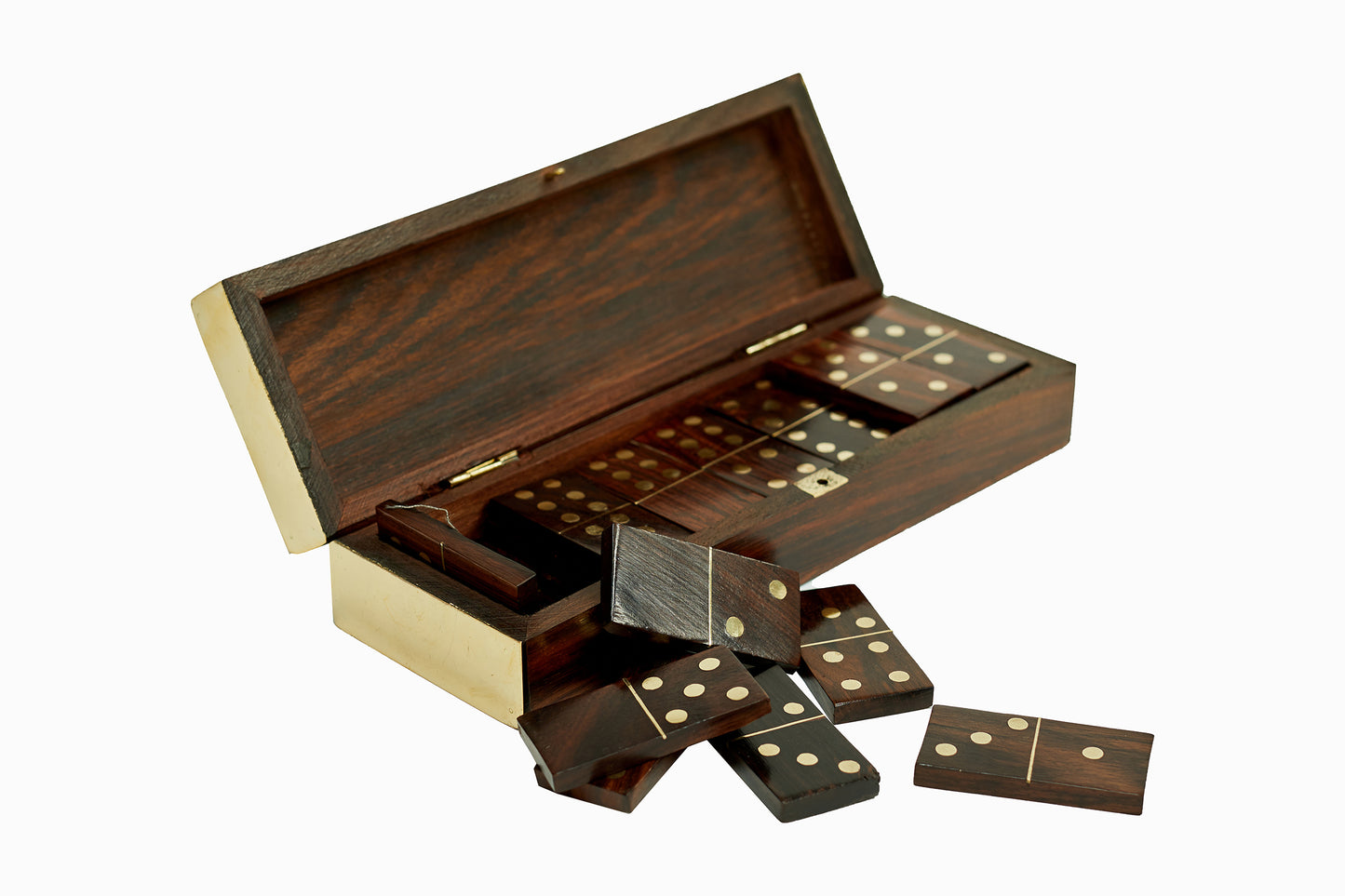 ENSEMBLE DOMINO EN LAITON ET NOYER