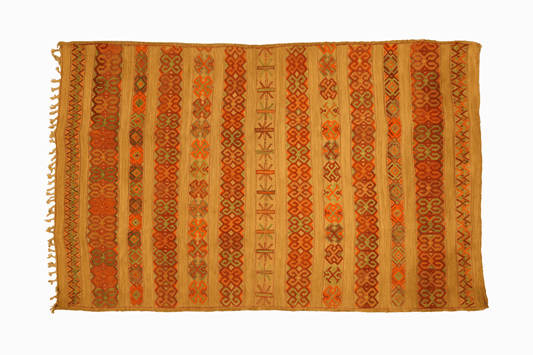 Moroccan Embroidered Straw Rug