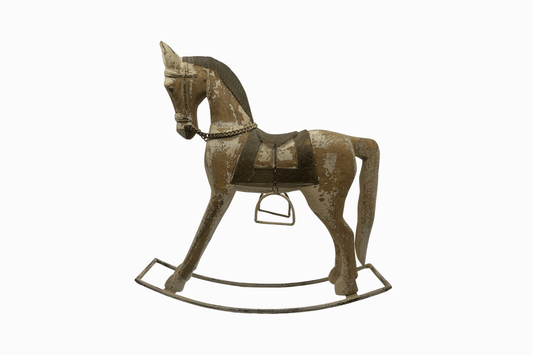 Cheval décoratif en bois peint en jaune - Grand