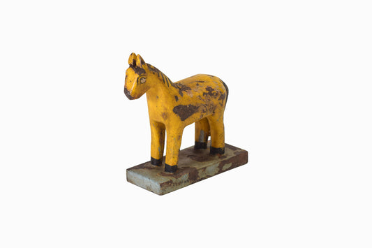 Small Decorative Yellow Painted Wooden Horse - Ref 2
