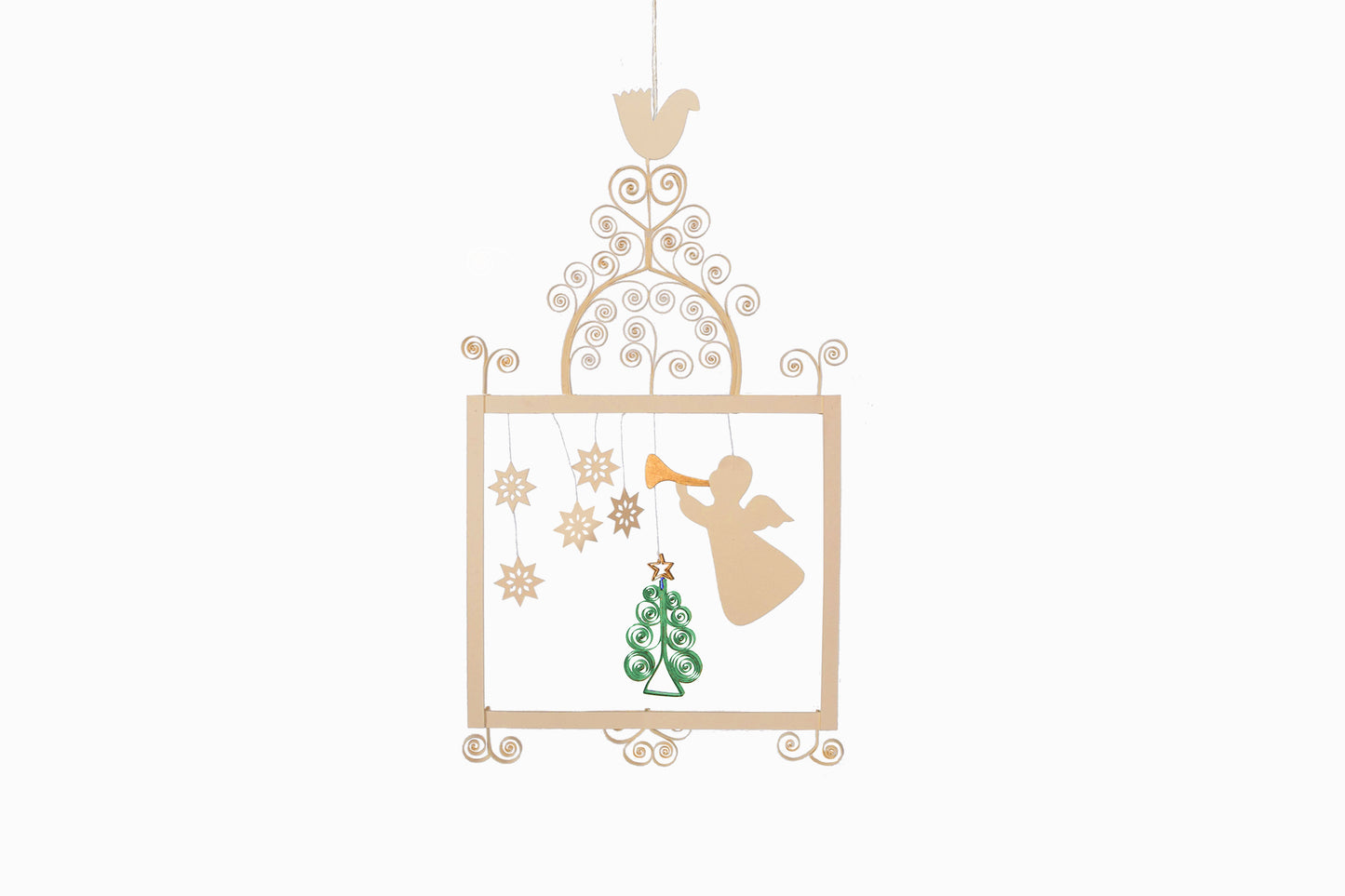 Móvil ángel, árbol de Navidad y estrella.