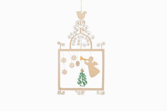 Móvil ángel, árbol de Navidad y estrella.