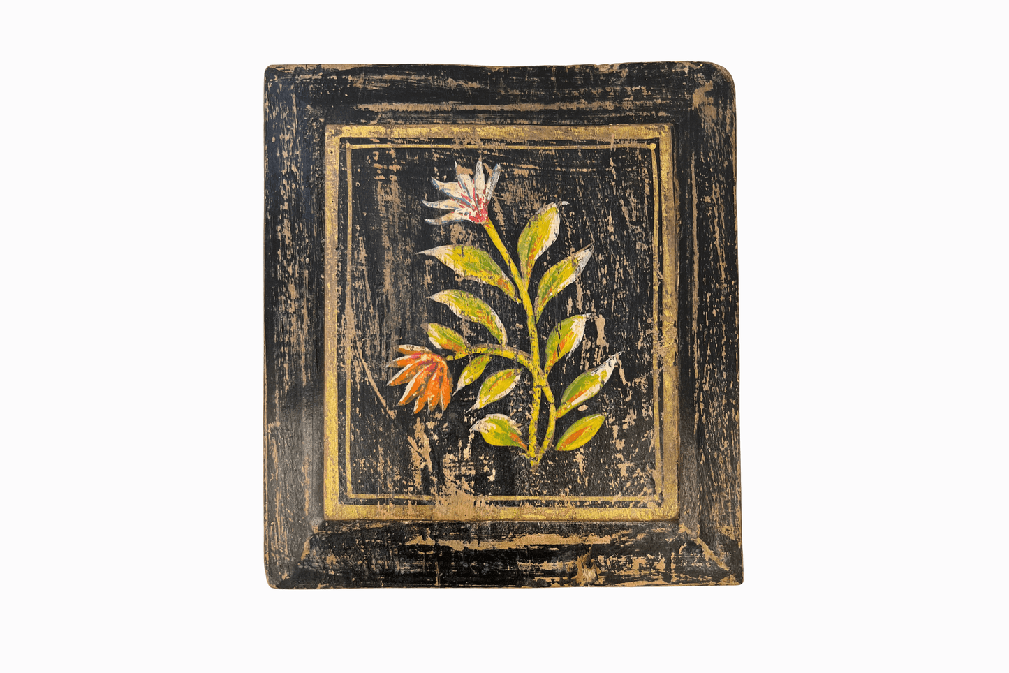 Flowers on a black panel