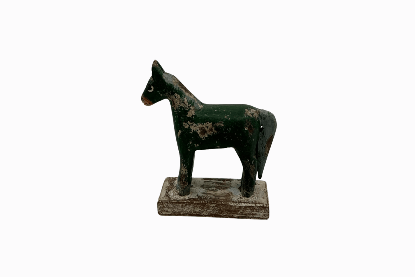 Green painted small wooden horse