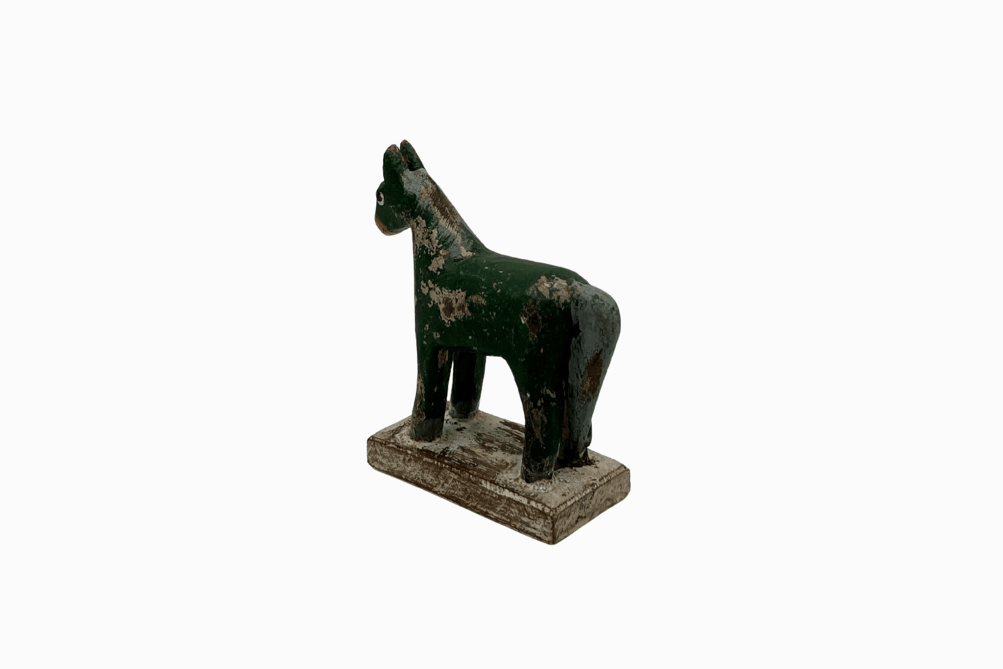 Green painted small wooden horse