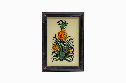 Reverse glass painting of a pineapple. (small)
