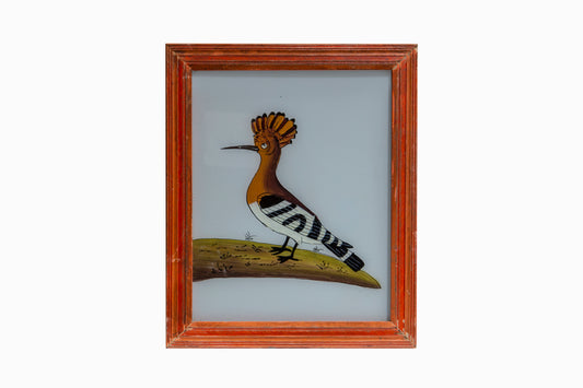 Indian glass painting of a hoopoe bird. (Medium)