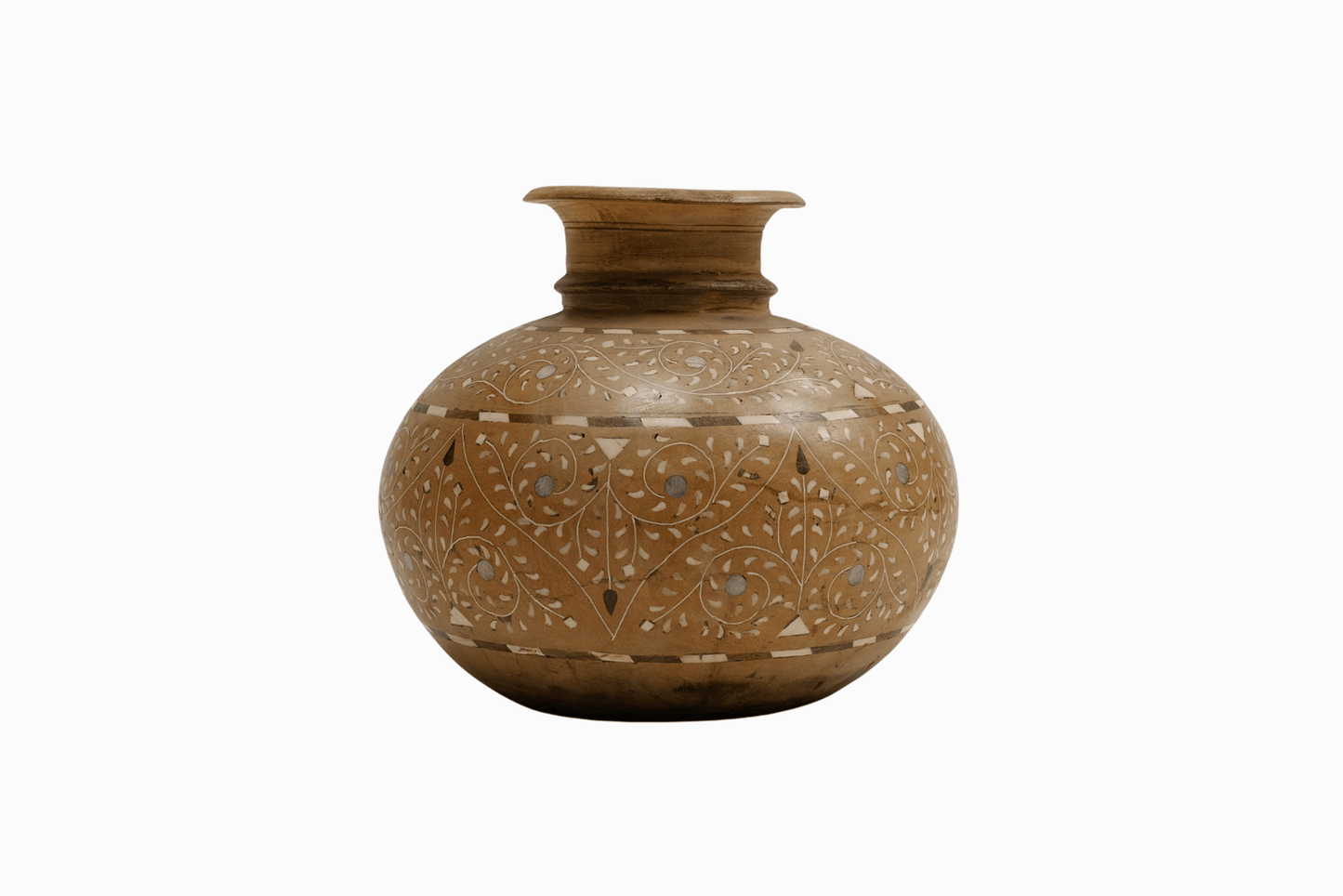 Indian Inlaid wooden Pot 2