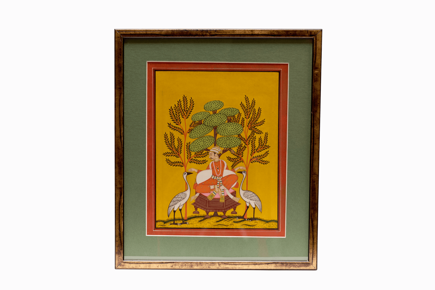 Miniature painting of Man on Pouffe with Herons