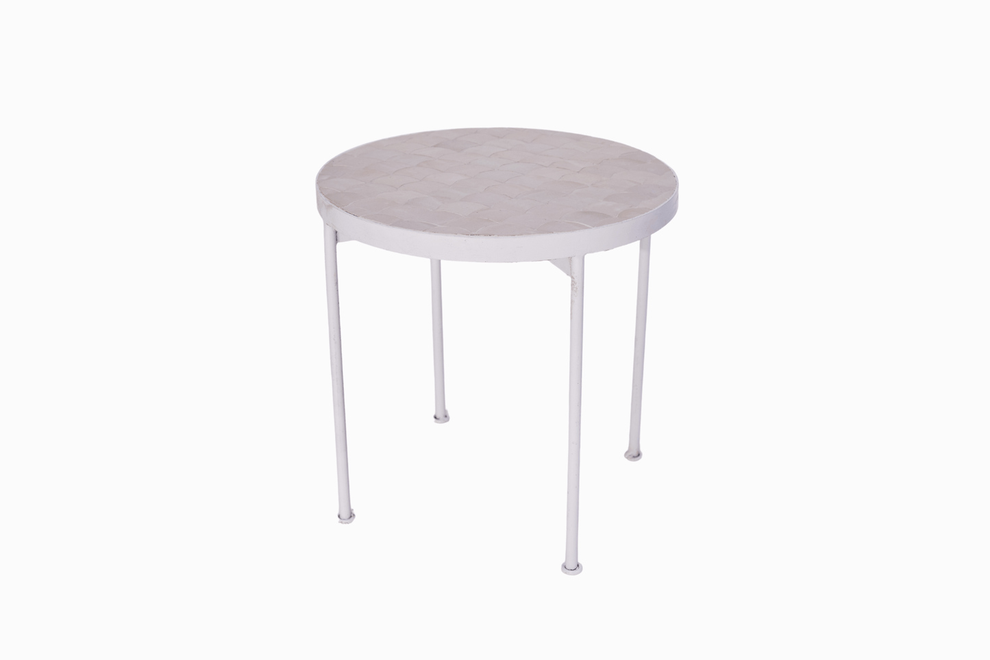 Moroccan Tiled Side Table - White