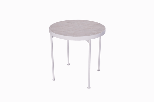 Moroccan Tiled Side Table - White