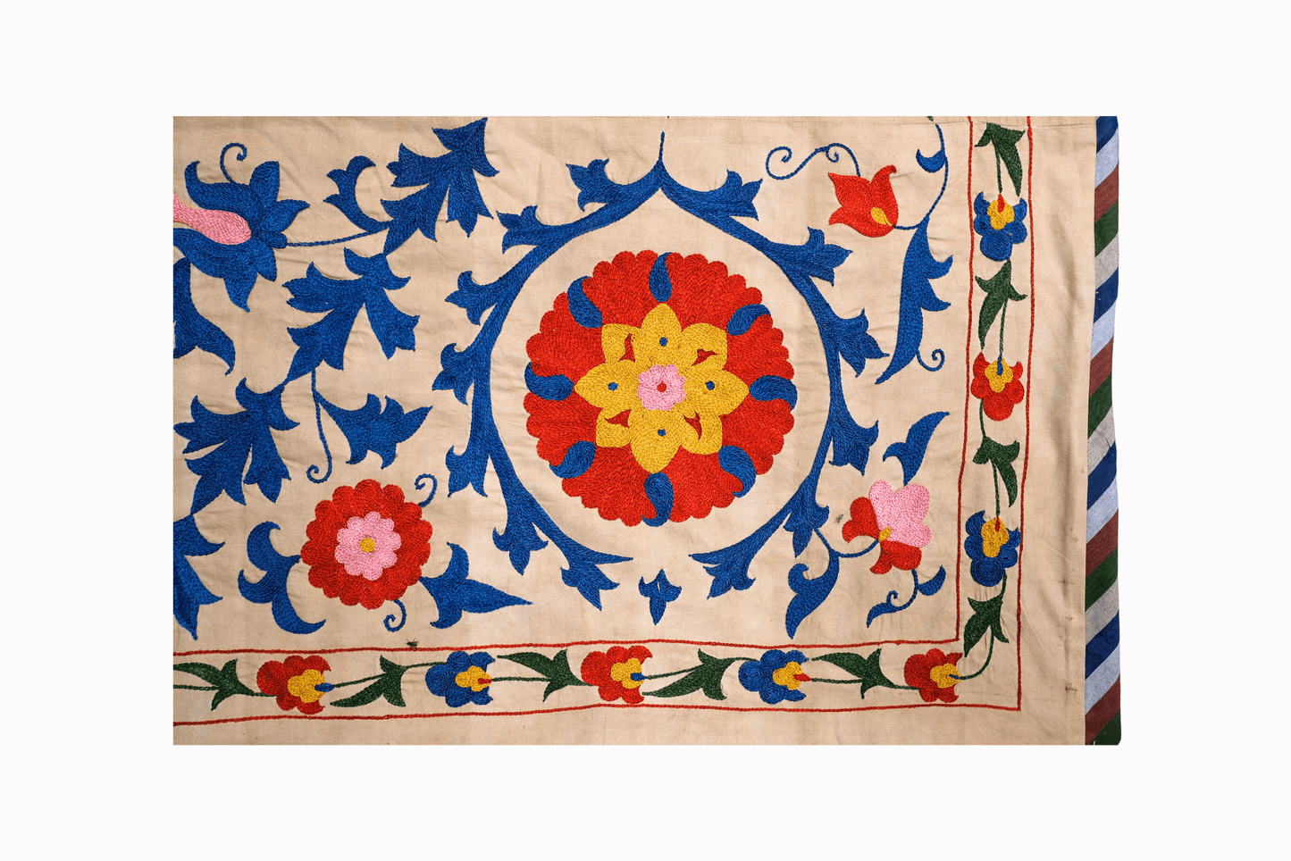 Multicoloured flower Suzani bedspread
