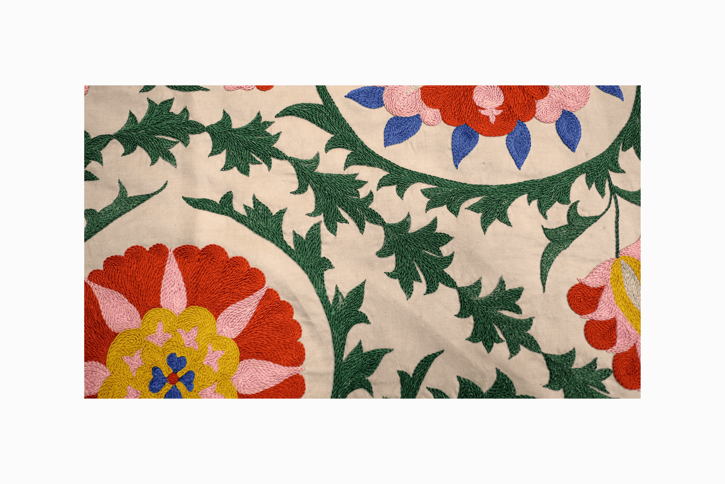 Multicoloured flower Suzani bedspread