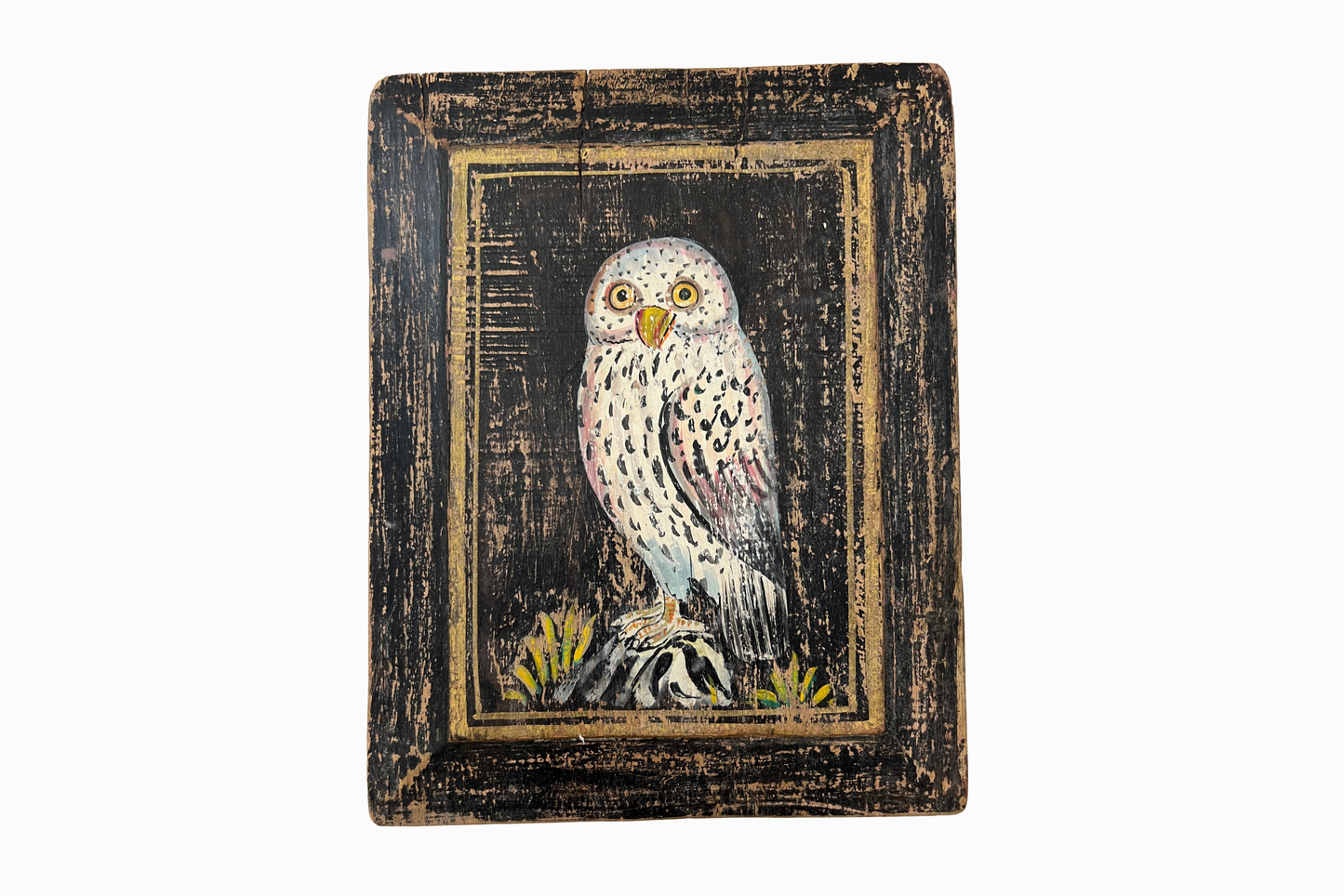 Owl on a Black and gold panel