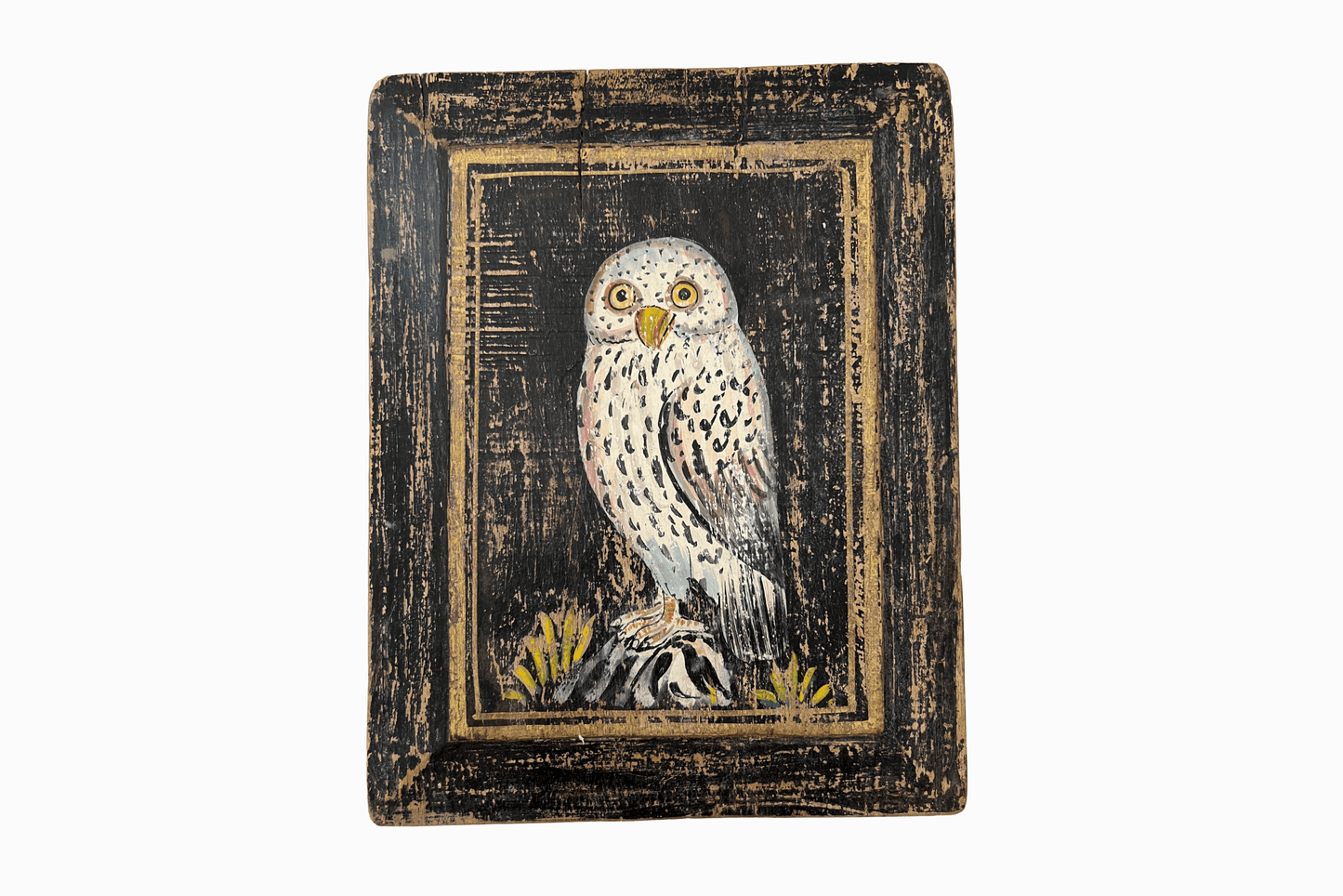 Owl on a Black and gold panel