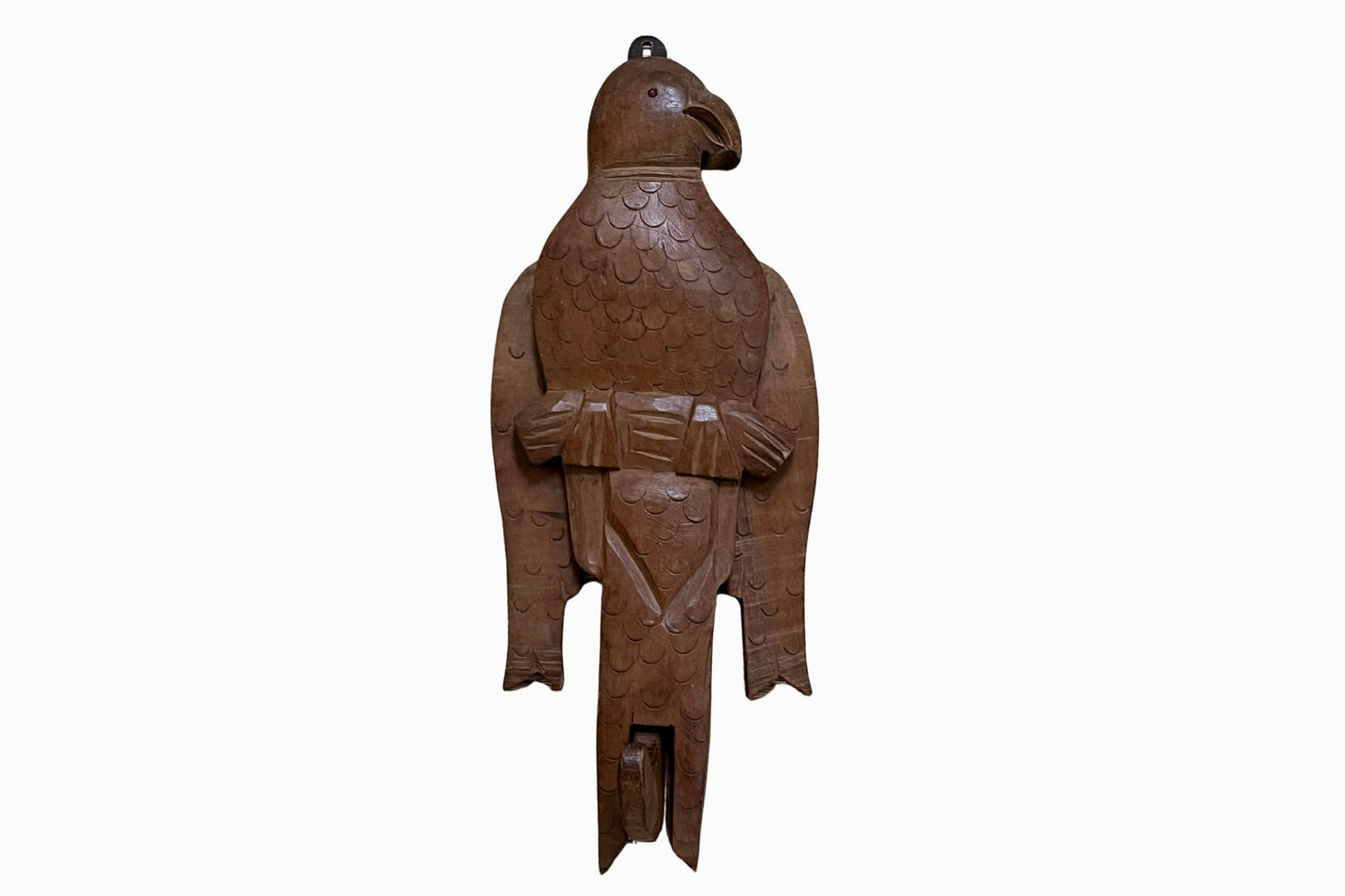 Carved parrot articulated coat hook