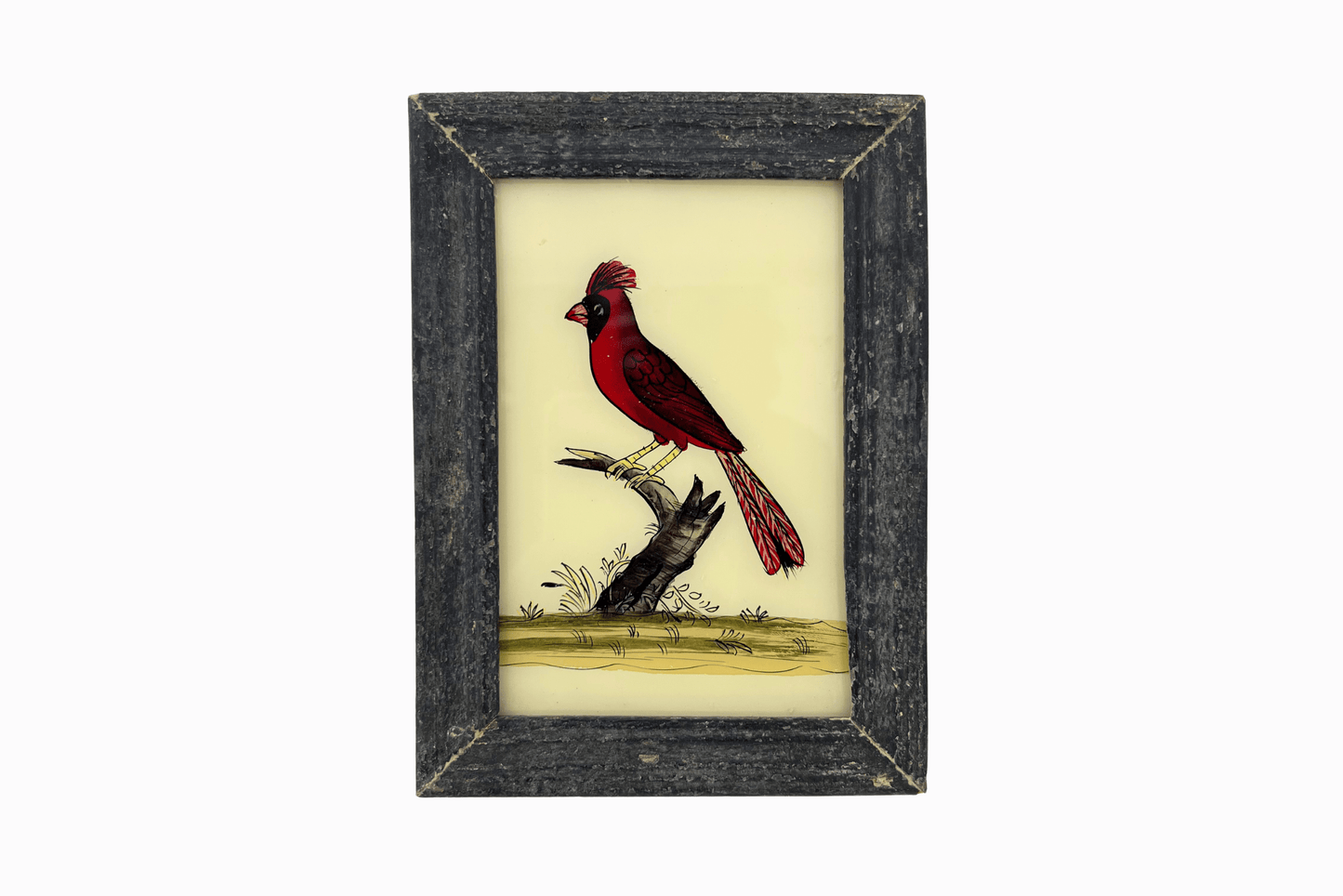 A Reverse Glass Painting of a red cardinal (Small)