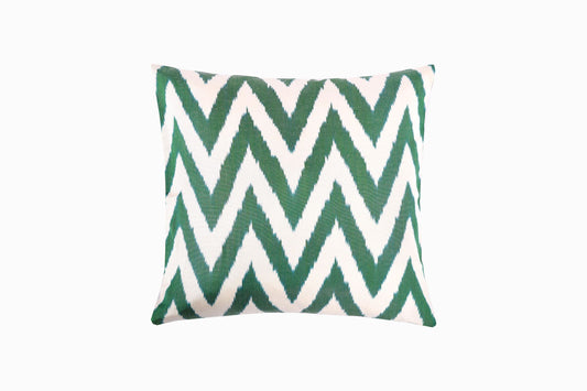 COJÍN CUADRADO SEDA IKAT VERDE