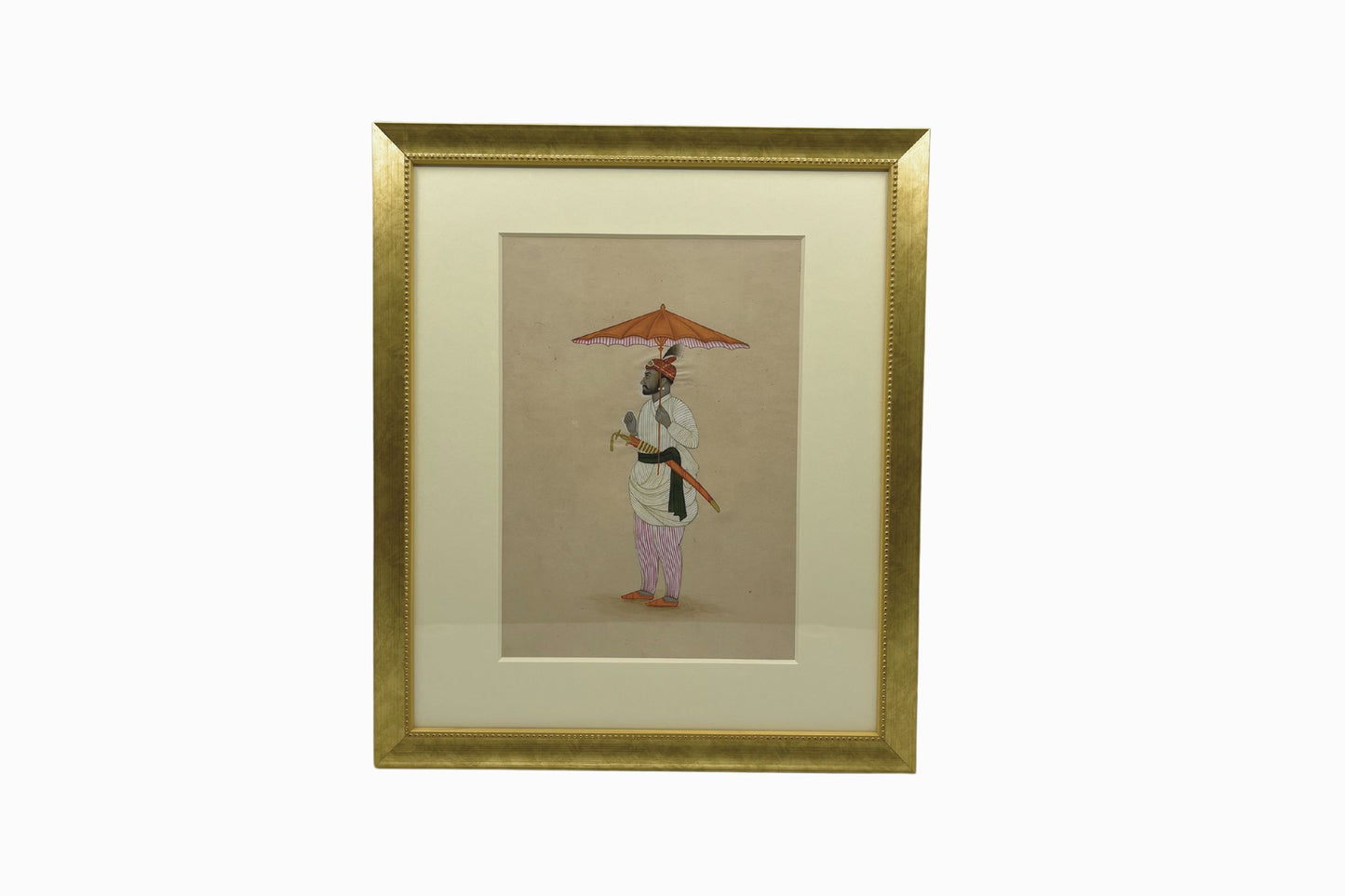 Indian  painting of a man with umbrella
