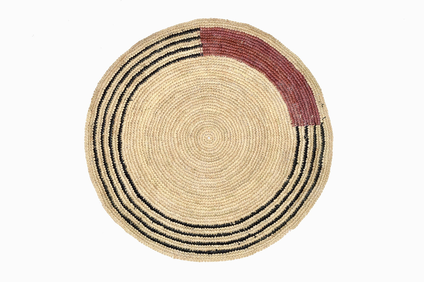 MANTEL CIRCULAR DE PAJA NEGRO ROSA POLVO (SET DE 4)