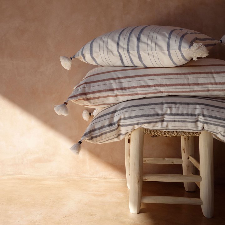 Coussin Rayé Viva - Terre Cuite - 2 Formes