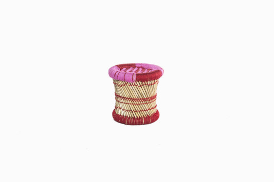 TABURETE PEQUEÑO INFANTIL BAMBÚ/BASTÓN (ROSA)