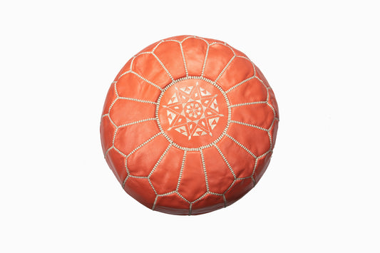 POUF EN CUIR ENFANT ORANGE