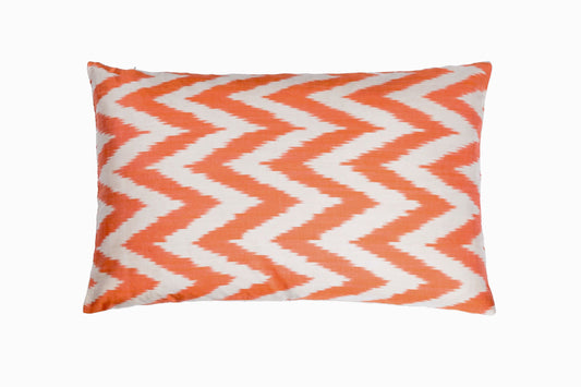 Cojín rectangular Ikat de seda naranja Ref 6
