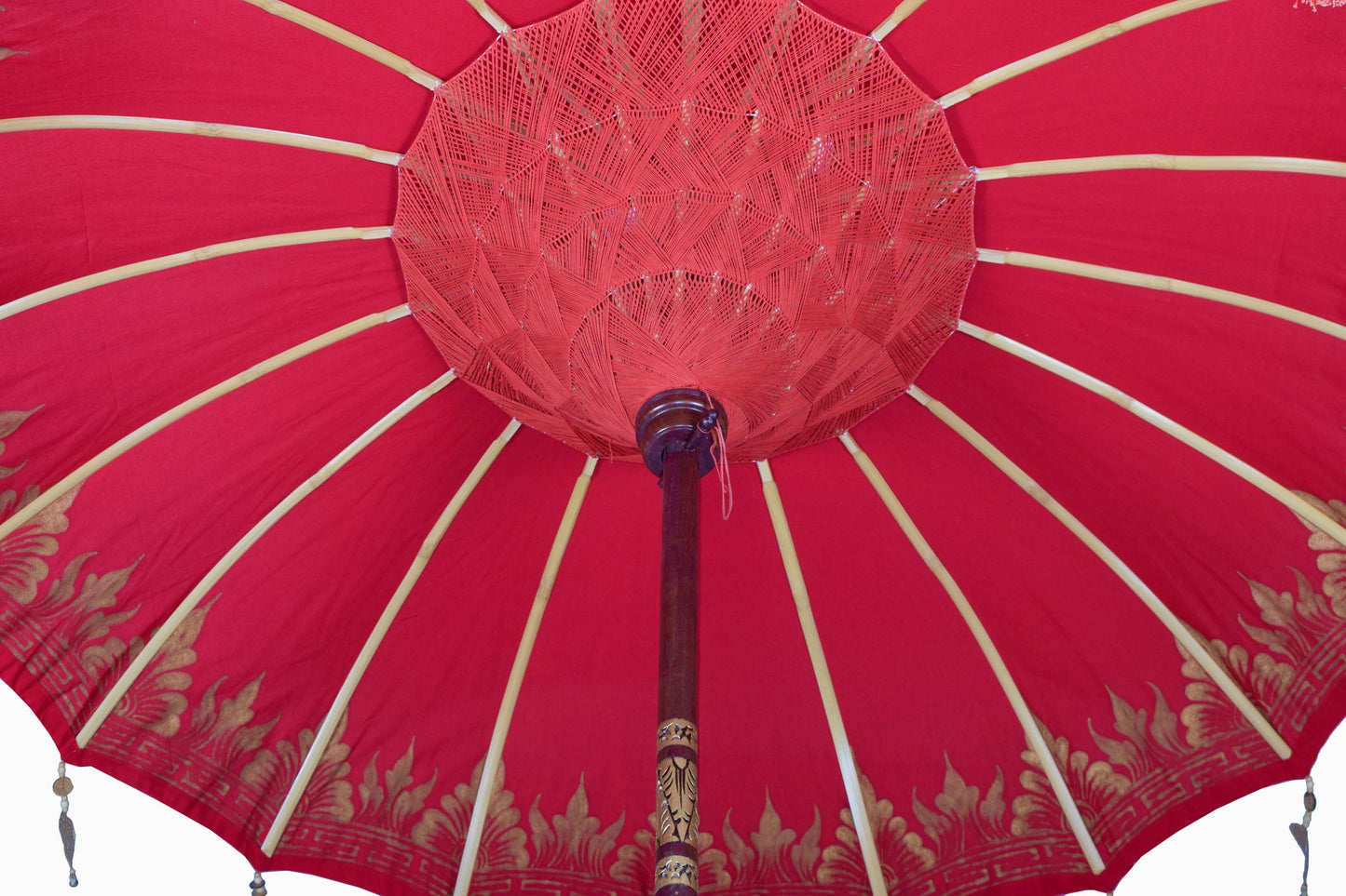 Parasol balinais rouge/or