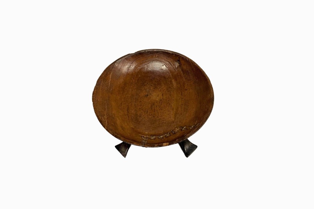 Footed Hardwood fruit bowl.